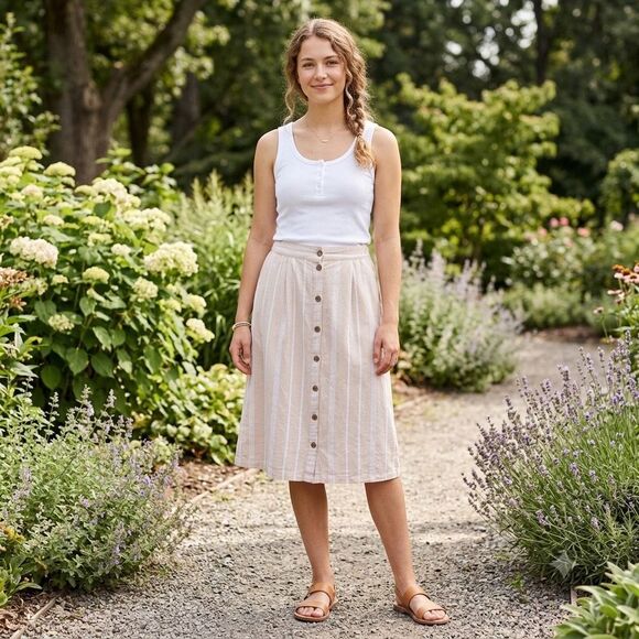 Morgan Taylor Dresses & Skirts - Morgan Taylor size L linen cotton blend skirt.
